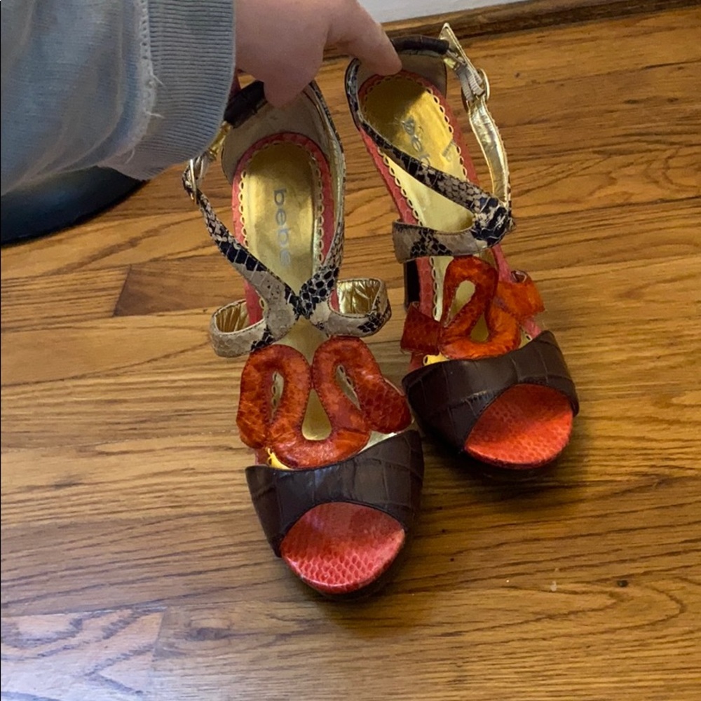 Bebe multicolored open toe heels